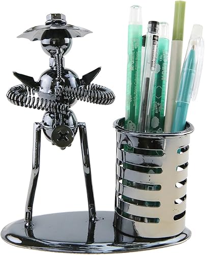 Miniatura 8 de Música Tema de Músico Sombrero de Hierro Hombre Arte de Acero Metal Personalidad Creativa Lápiz Titular de Lápiz Taza Oficina Estudiantes Escritorio