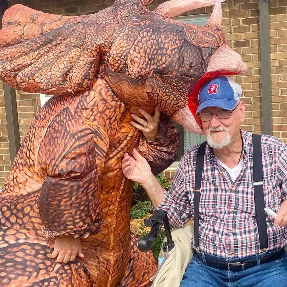 MXoSUM Inflatable Dinosaur Costume Blow up Triceratops Costumes for Adults Fancy Dino Onesies Party Halloween Cosplay Costume - Image 5