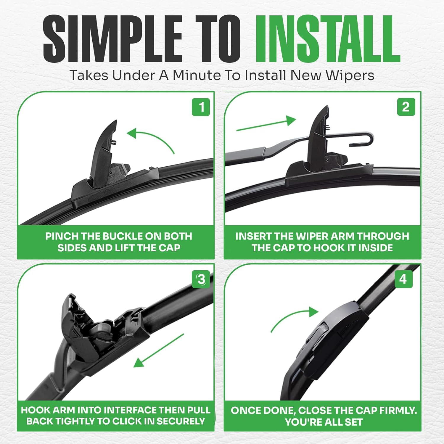 18 Inch Wiper Blades (Pack of 2) All-Seasons Automotive Replacement Windshield Wiper Blades for My Car Easy to Install