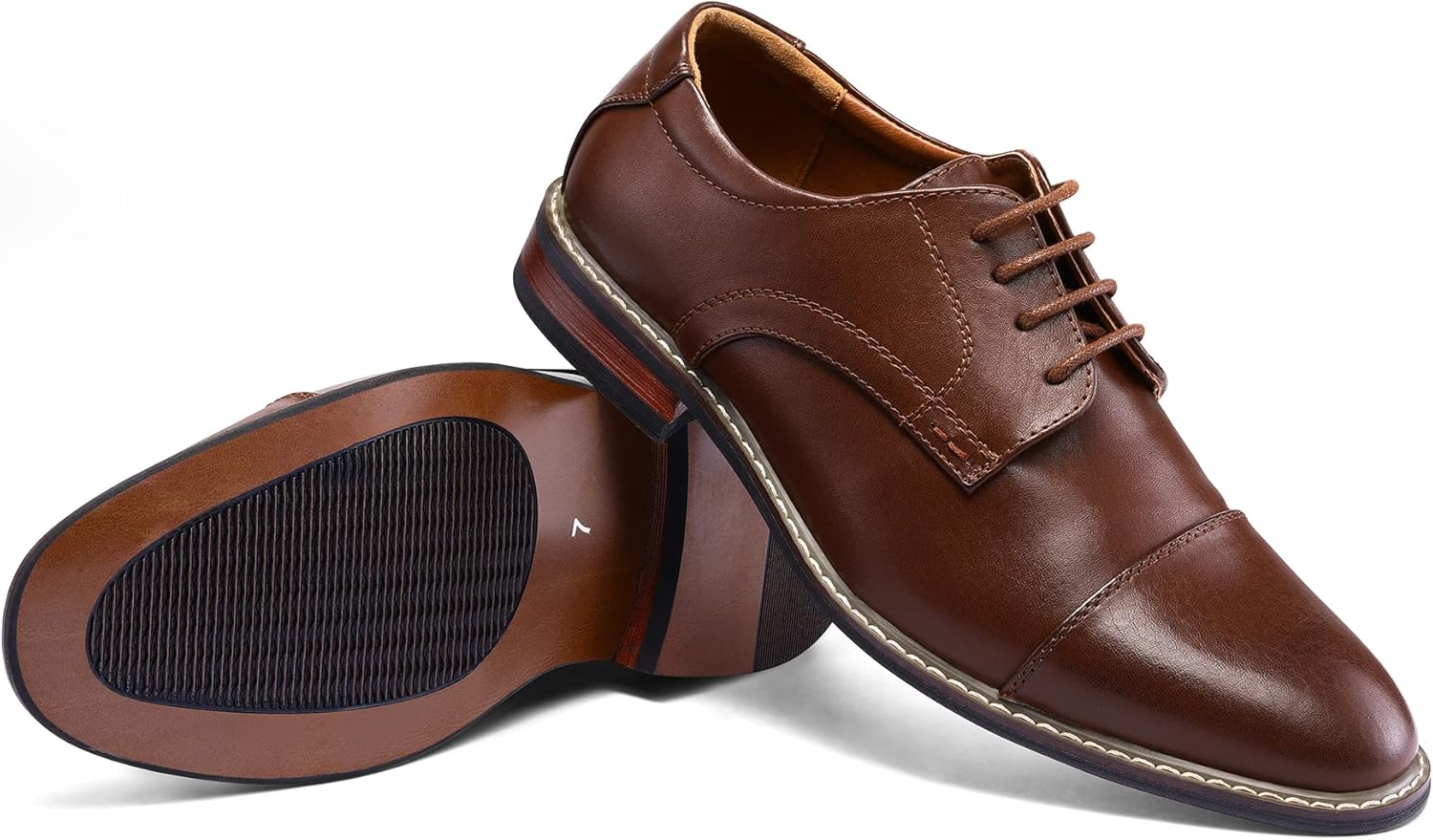 Men's Dress Shoes Formal Business Classic Lace Up Wingtip Oxford Shoes - Image 3