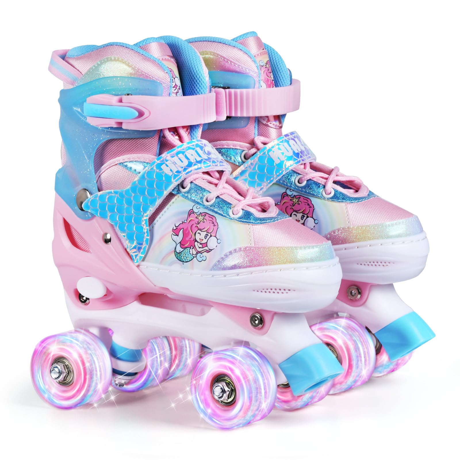 Patines ajustables de 4 tamaños para niñas y niños, patines principiantes con ruedas iluminadas, deportes de interior y exterior para edades de 3-5, 5-8, 8-12