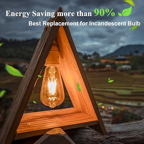 Miniatura 4 de DiCUNO ST64 Edison Bombilla LED equivalente a 60 W, 6 W, ámbar blanco 2200 K, regulable, bombillas LED vintage, 600 lúmenes, base media E26 con