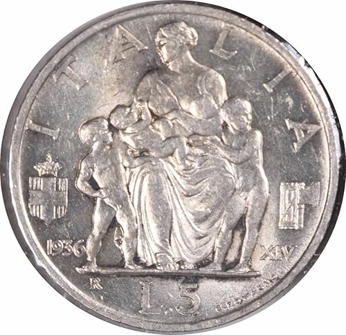 Miniatura 2 de 1936 P R Italy 5 Lire KM79 Uncertified UNC