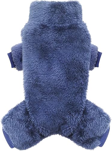 Miniatura 1 de Idepet Pijama de terciopelo para perro, suéter de cuello alto para perro, mameluco de felpa suave para gatos, ropa para mascotas, traje de invierno,