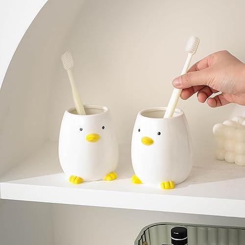 Miniatura 2 de Soporte para cepillo de dientes de baño, taza de animal lindo para cepillo de dientes, tenedor de maquinilla de afeitar de pasta