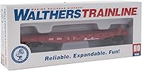 Vista 3 de Walthers Trainline Flatcar-Ready to Run-Atchison, Topeka & Santa Fe #88985 (rojo, blanco) 931-1605 HO Scale Model Railroad - Modelo de carga