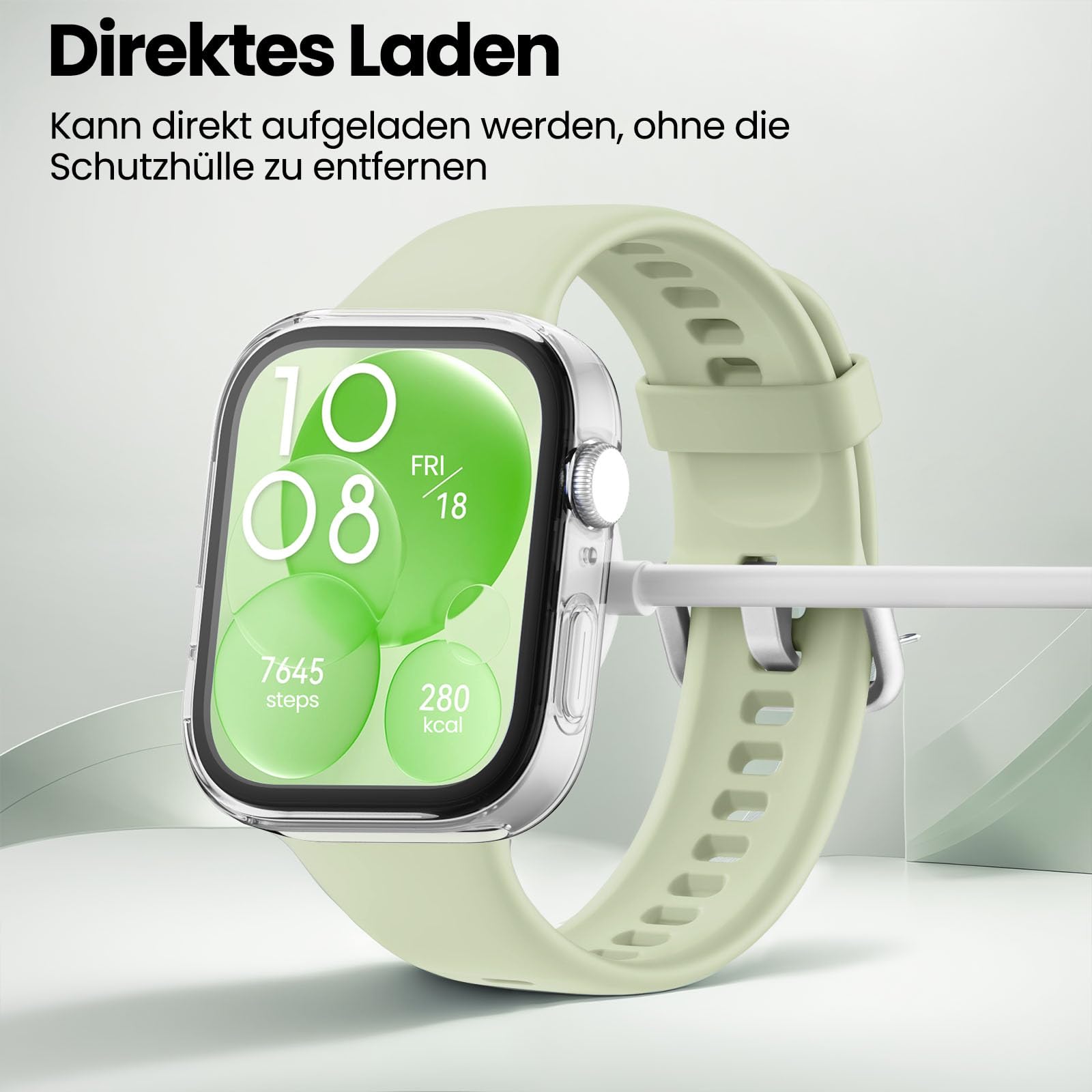 2 Stück Hülle für Huawei Watch Fit 3 Schutzhülle, Flexibles TPU Displayschutz Case 360° Rundum Kratzfest Abdeckung Ultradünne Schutz Gehäuse für Huawei Watch Fit 3