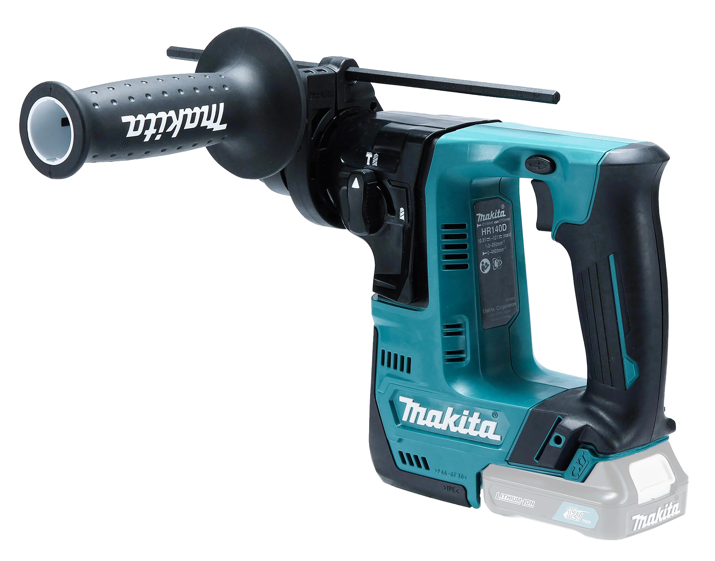 Makita Trapano a percussione a batteria per SDS-Plus 12 V max. (senza caricabatterie), blu, nero, senza batteria