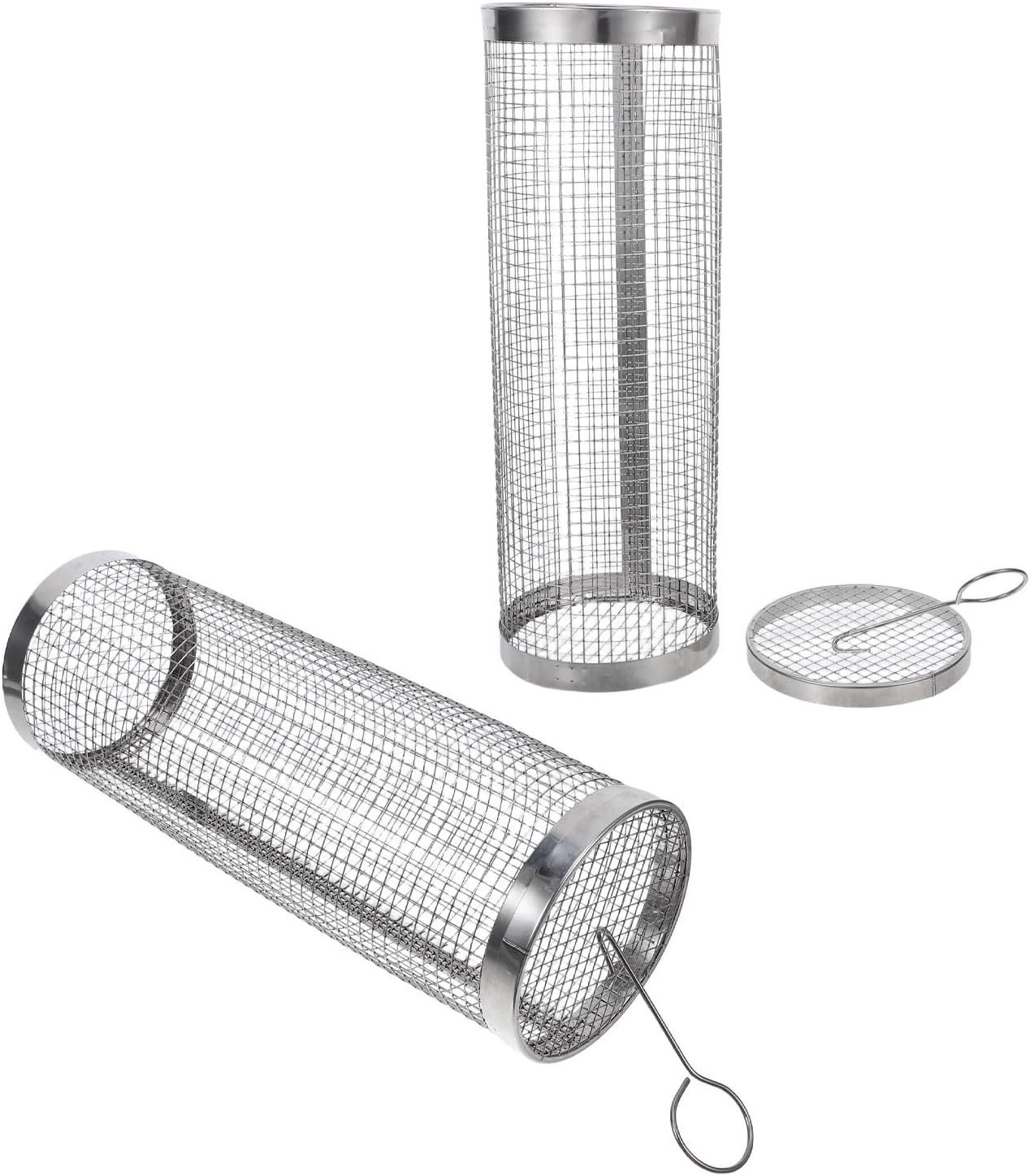 2pcs Stainless Steel Worm Composting Bin with Lid and Holes