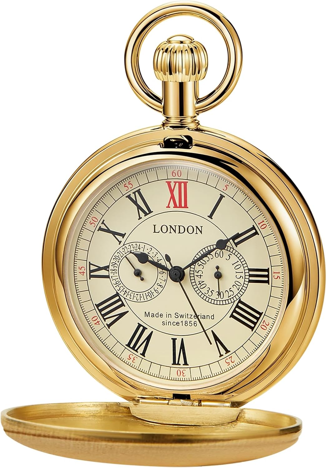 Dentily Vintage Copper Train London Design Hand Winding Mechanical Pocket Watch Mens Watches