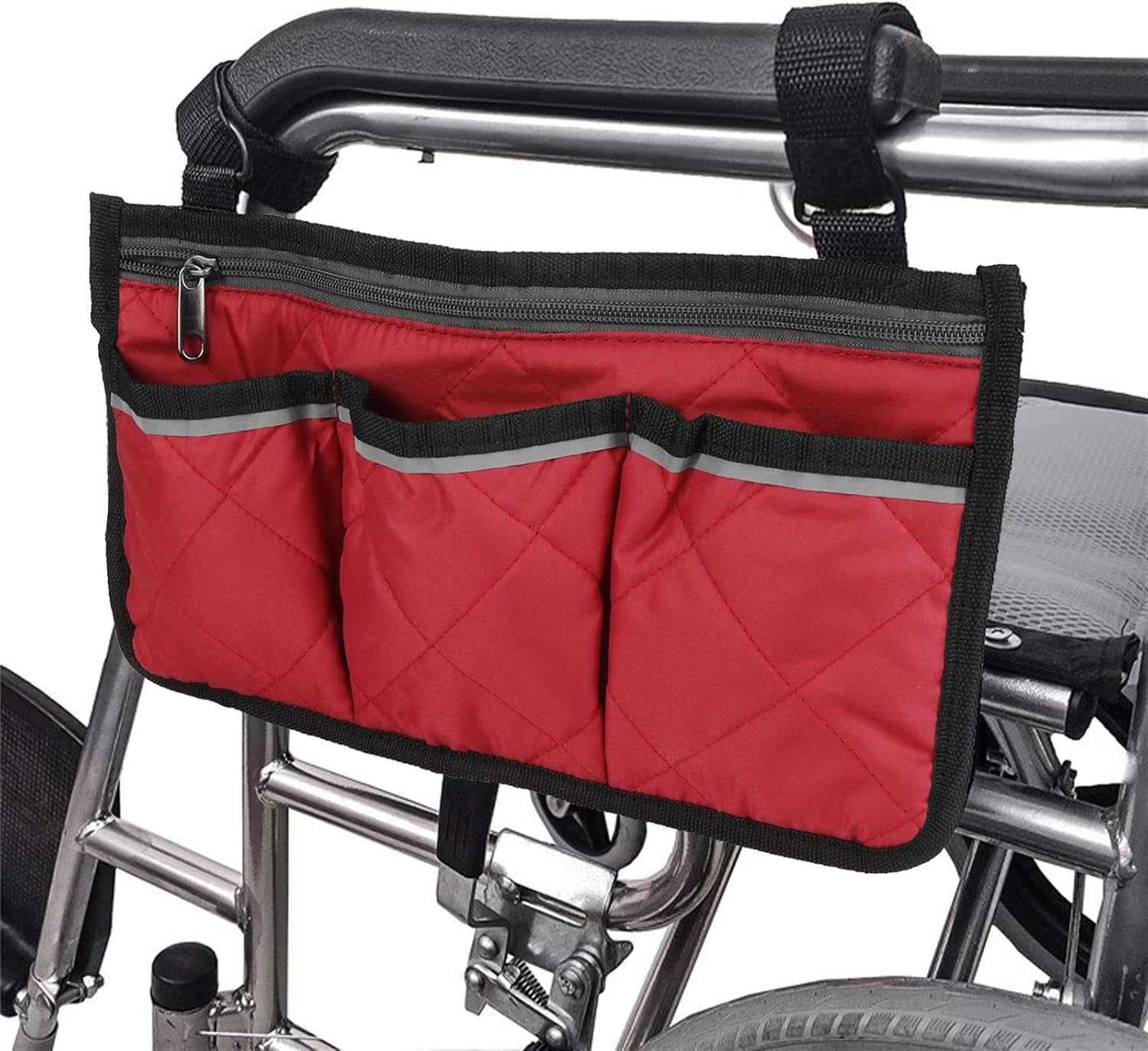 Multifunctional Wheelchair Side Storage Bag Office Chair Suspension Stationery Storage Bag with Light Cord Zipper Can Be Hung on The Side of The Chair Back(Burgundy) : Home & Kitchen