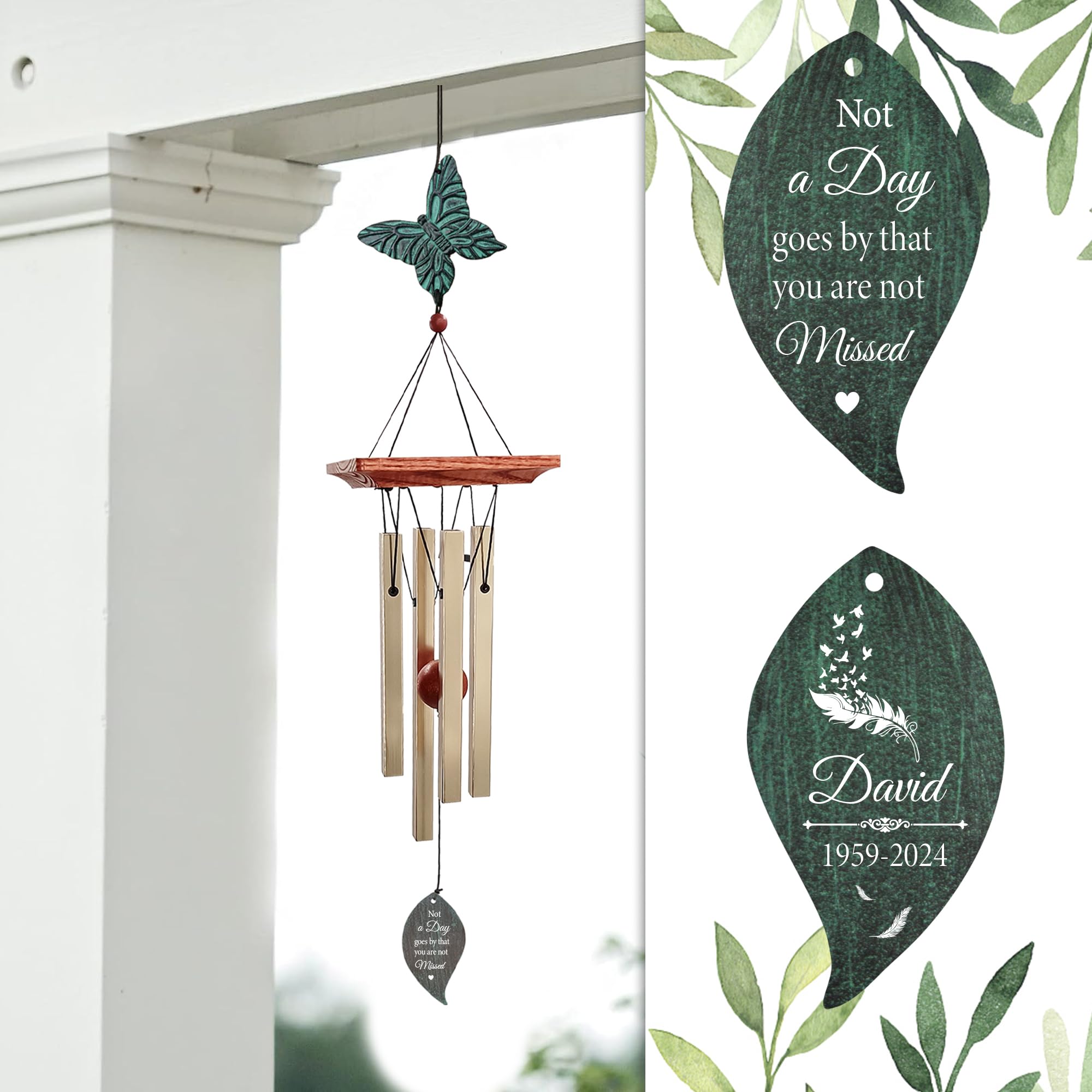 ASTARIN Cardinal Memorial Wind Chimes, Personalized 26" Small Metal Symphthy Wind Chime, Bereavement Gift for Loss of Loved One Father Mother, Dragonflie Damselflie Decor for Outside Patio Garden
