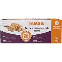 IAMS Delights Land & Sea - Cibo umido per gatti in gelatina, 72 x 85 g