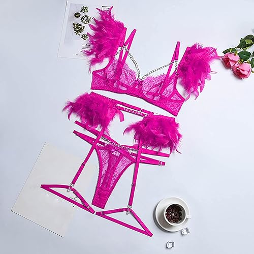 Miniatura 2 de Lencería para mujer sexy exótico encaje sujetador y bragas conjunto con liguero Sluttly Bodydoll ropa de dormir para sexo travieso L524