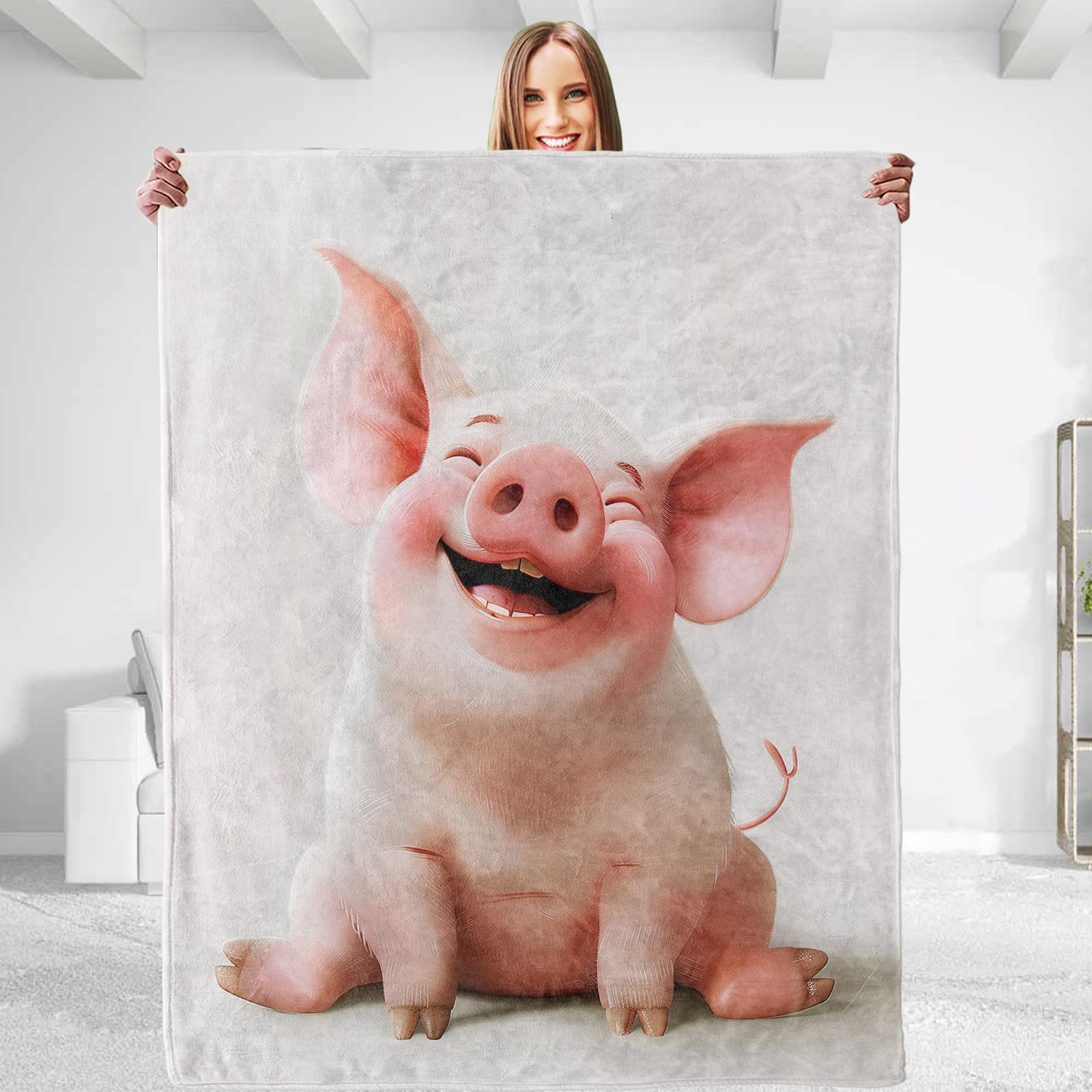 for Pig-Themed Plush Throw Blanket Ultra-Soft Comfy Lightweight - Main Image