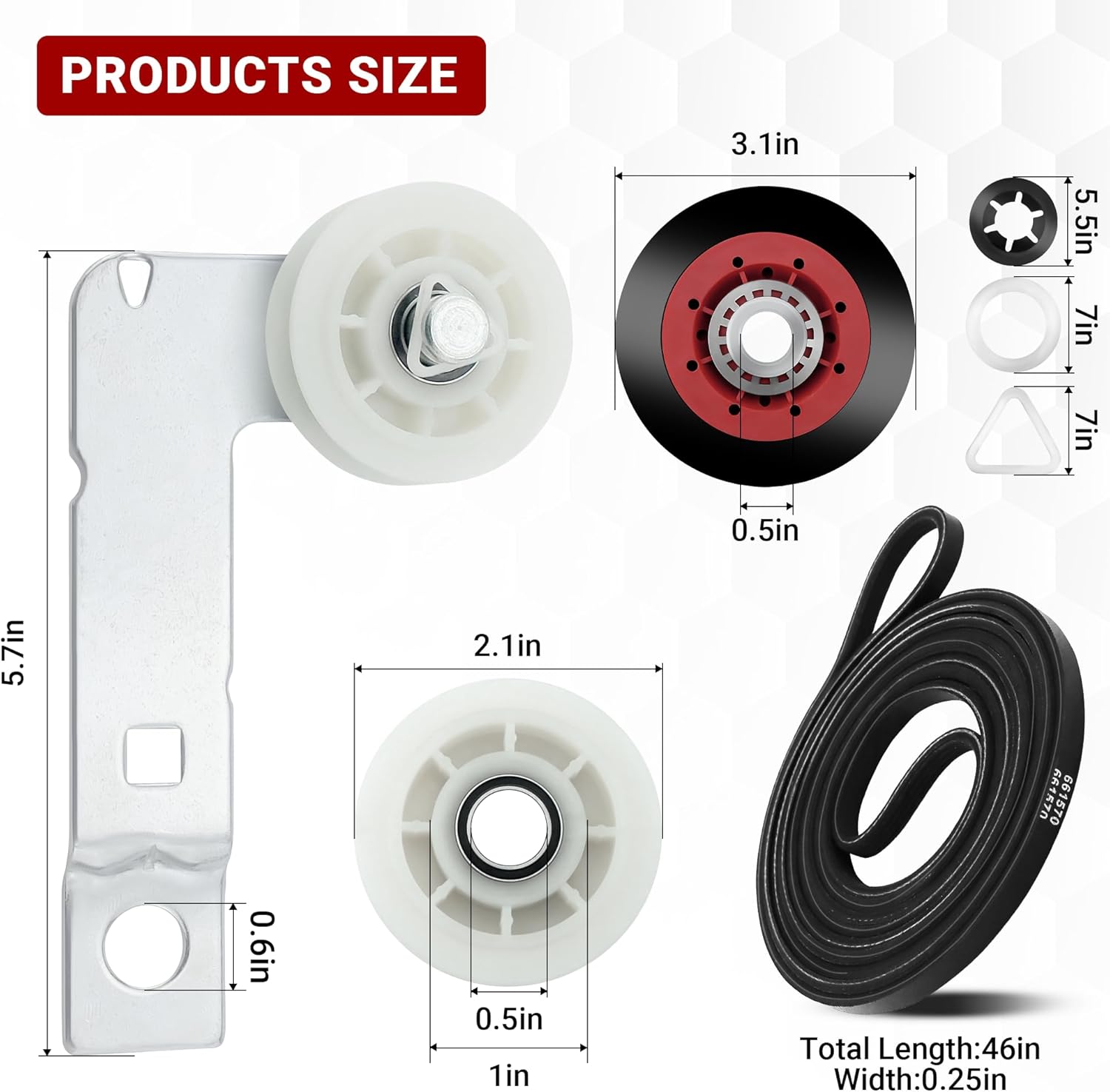 Upgraded 4392067 Dryer Repair Kit & W10837240 Dryer Idler Pulley (with WPW10314173 Roller) Fit for May-tag MEDB835DW4 MGDB835DW4 MEDB855DC4, Whirl-pool Duet, Ken-more Elite Dryer Parts By Fetechmate