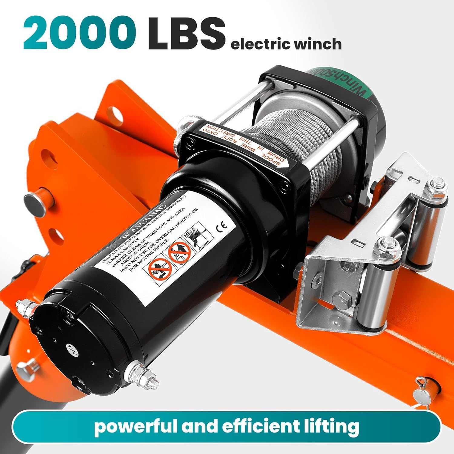 2000 LBS Folding Truck-Mounted Crane with 12V Electric Winch, Truck Cranes with Alloy Steel Construction, 360° Swivel Jib Crane for Pickup Truck Bed