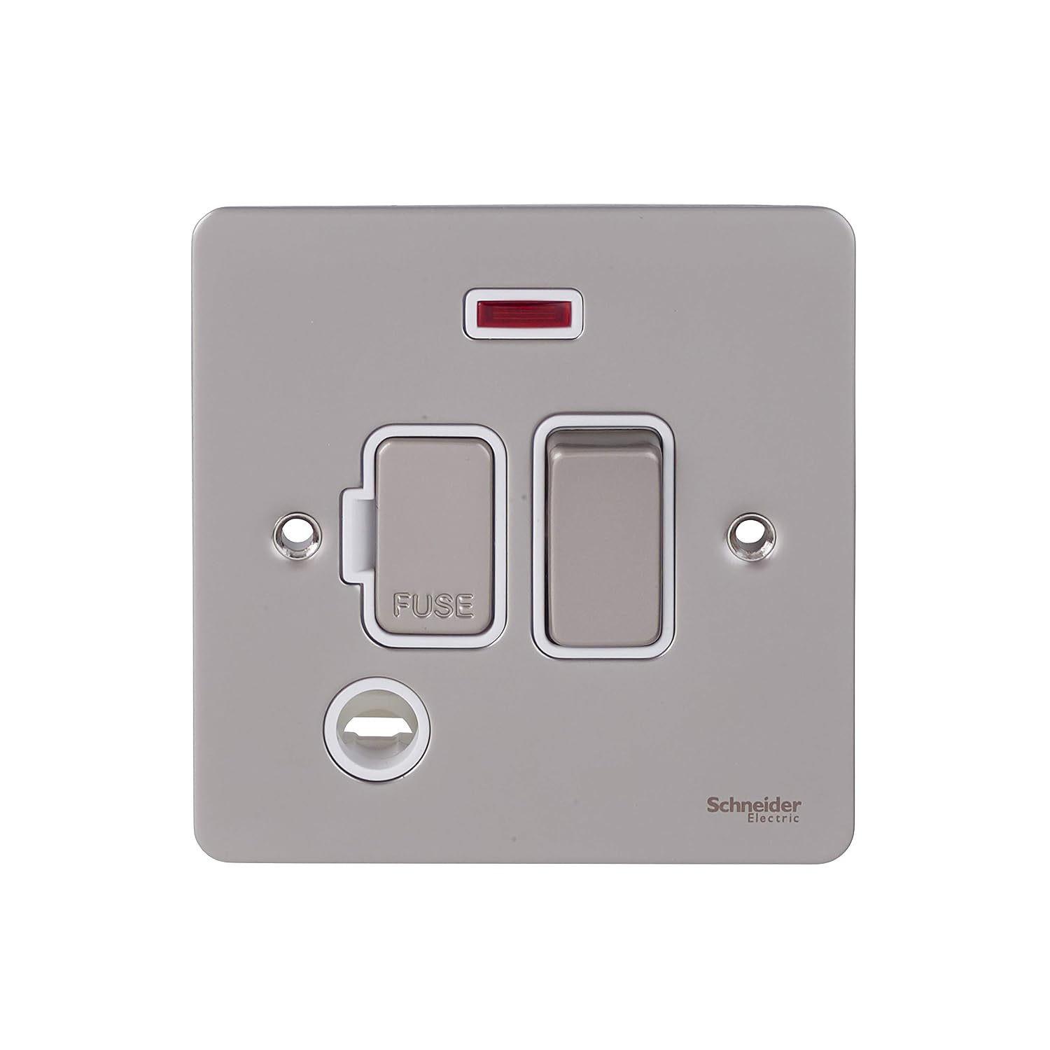 Schneider Electric Ultimate Flat Plate, Switched Fused Connection Unit, with Neon Indicator and Flex Outlet, GU5214WPN