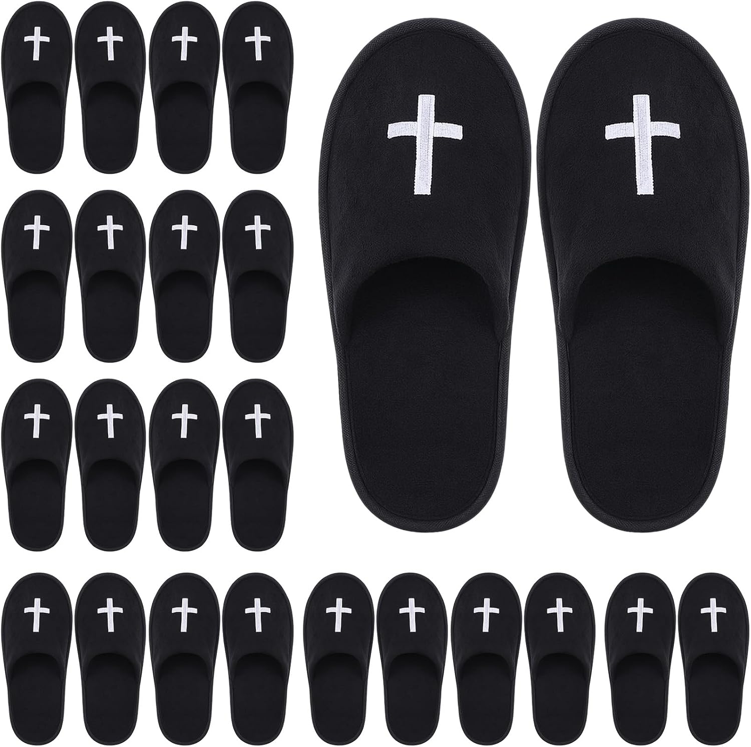 Chicingyou House Slipper for Guest Weddings & Baptisms Party Christian Non Slip Disposable Slippers with Cross Pattern for Travel, Bridesmaid Indoor Spa Bridal