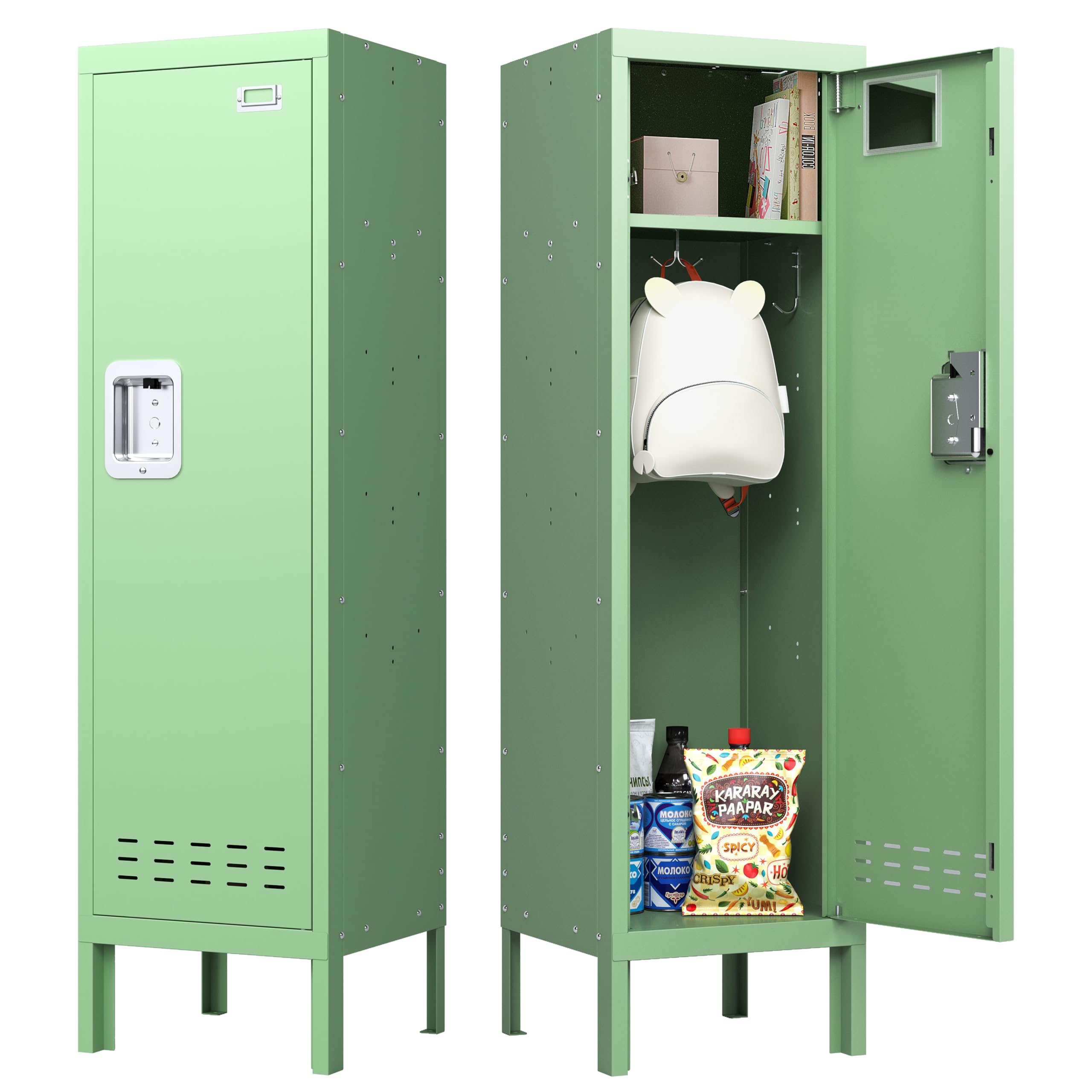 BUTISOW Metal Kids Locker,Metal Cabinet Storage Lockers,Lockable for Employees with Door,54" Height Steel Locker,Lockable Steel Locker for Children's Room, Playroom, School,Gym
