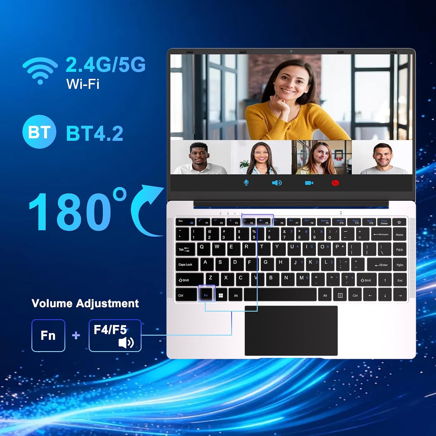 2026 14 Inch Laptop Computer Win 11Laptops with 8GB 256GB SSD Up to 1TBSSD Expand Laptops N4020 up to2.8GHz FHD 108OP Display Dual WiFiWebcam Portable Laptop for StudentsBusiness Home Office--Silver image 5