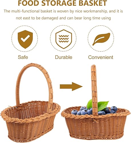 Miniatura 9 de Sosoport Picnic Basket Bread Storage Basket Egg Holder Storage Woven Easter Basket Seagrass Storage Baskets Egg Baskets Woven Baskets for Shopping