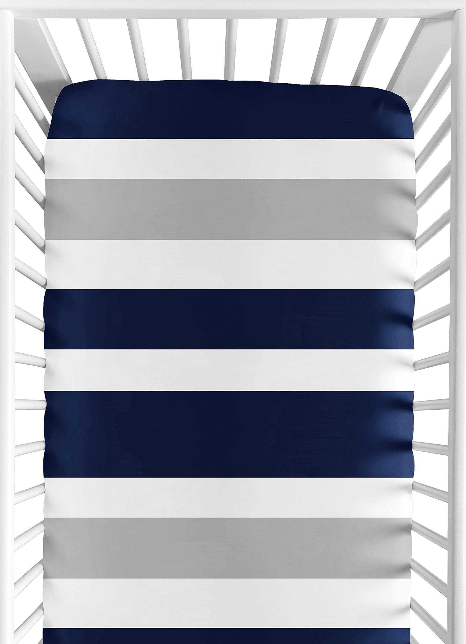 Amazon.com : Fitted Crib Sheet for Navy and Gray Stripe Baby/Toddler