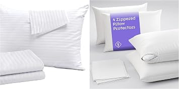 Niagara 2 x 4 Pack Standard Pillow Protectors with Zipper 20x26 Inches, Soft, Quiet, Effective Dust Protection, Stay in Place Pillow Covers