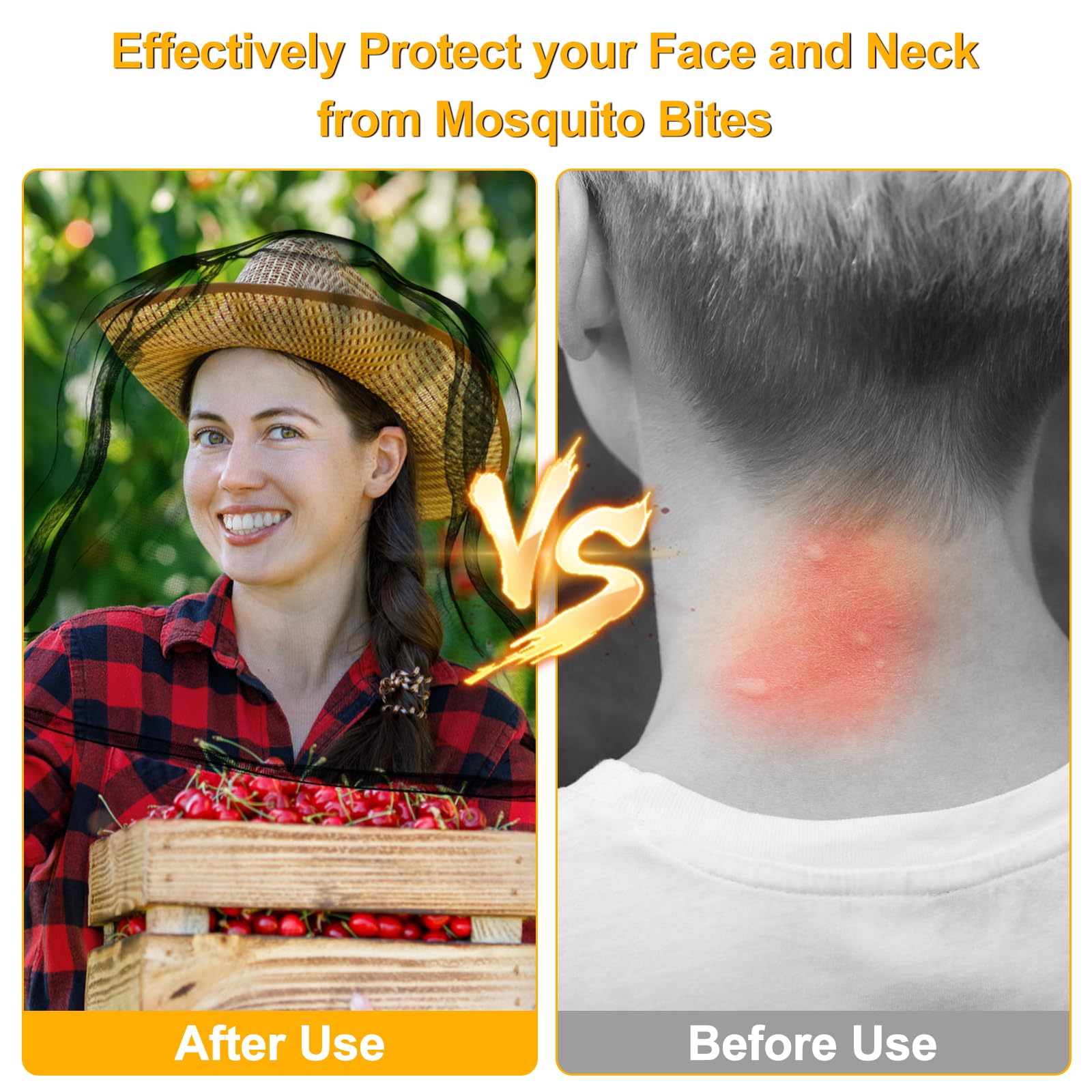 Mosquito Head Net for Outdoors Bug Net for Head Hiking 4 Pack Mosquito net for Hats Men Women