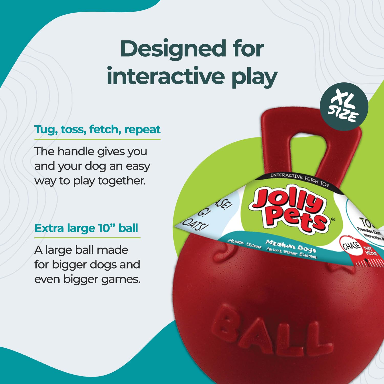 Jolly Pets 510 RD zabawka dla psa - Tug-n-Toss, 25 cm, czerwona