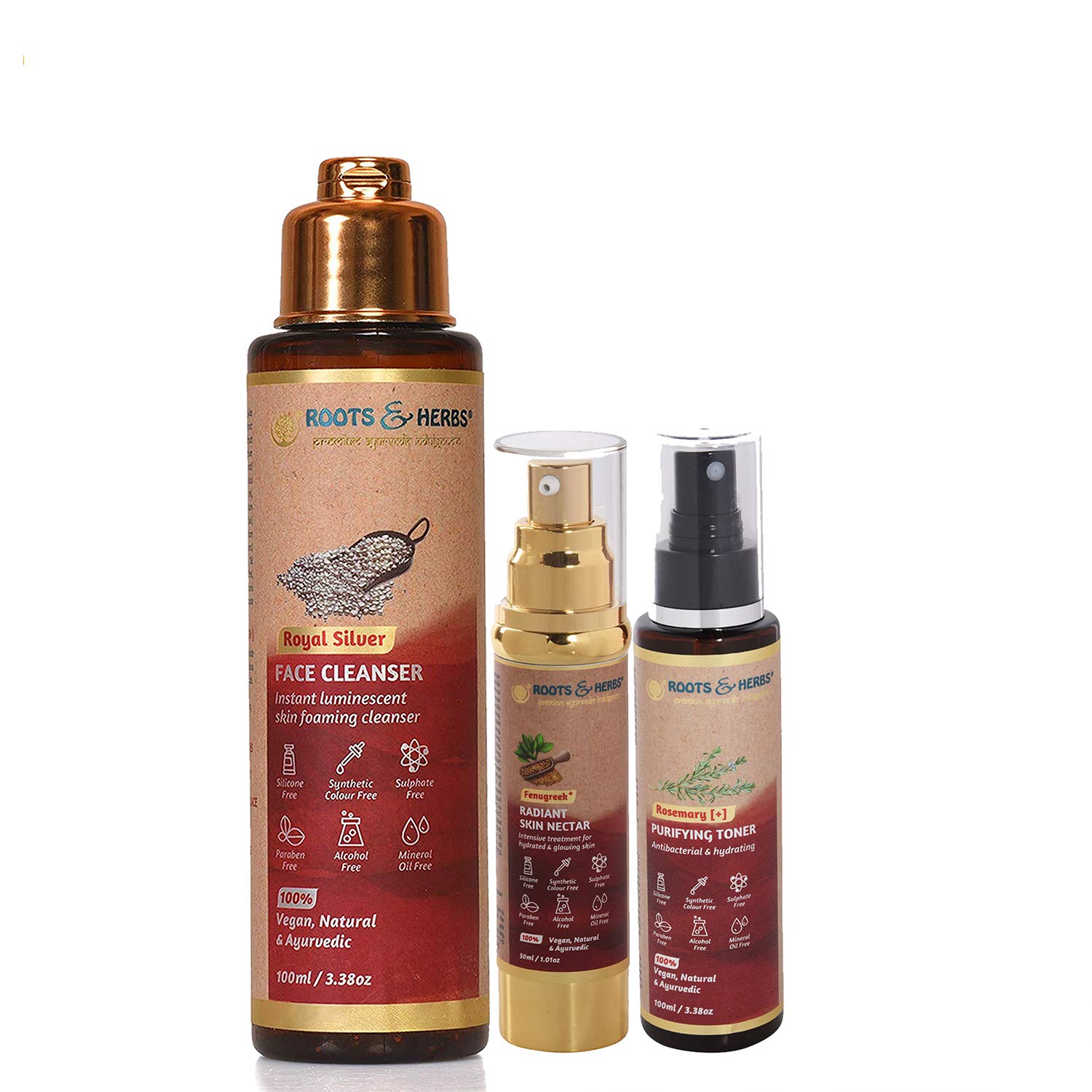 ROOTS AND HERBS DAILY NIGHT CARE REGIME FOR WOMEN-Royal Face Wash,Rosemary Toner,Fenugreek MoisturiserCombo Pack (OILY COMBINATION)-image-38