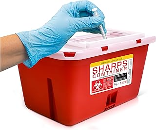 Sharps Container Large - Sharps Containers for Home Use and Labs - Portable Needle Disposal and Travel Size Biohazard Bin...