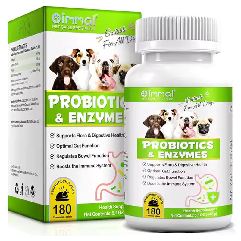 Probiótico para Cães com Enzimas de Abóbora e Mamão Zenpaws, Sabor Pato, 180 Comprimidos