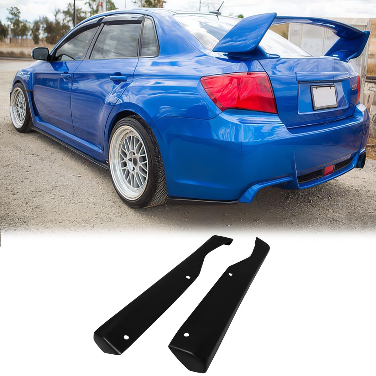 MagicDrift Rear Bumper Lip Aprons, Compatible with 2011-2014 Subaru Impreza WRX STI Sedan Only, HT Style Flexible Polyurethane(PU) Rear Side Corner