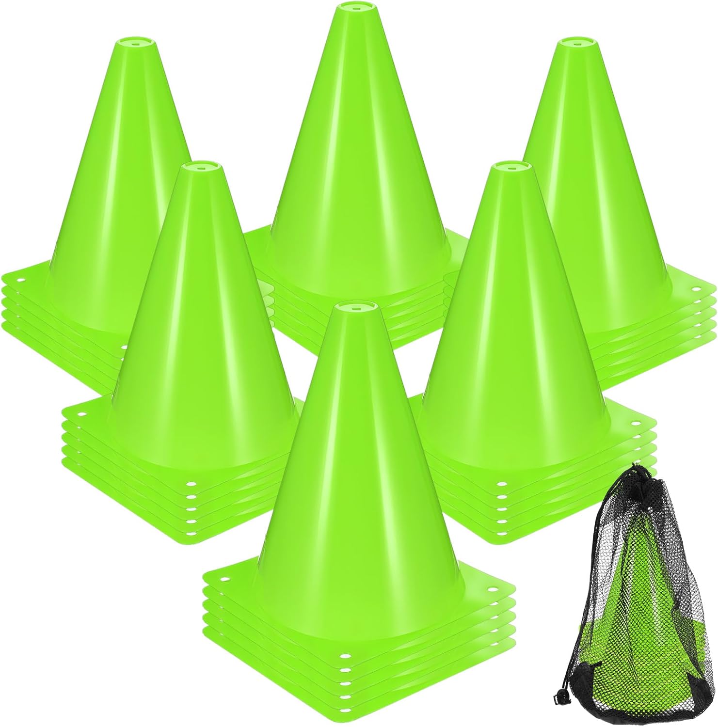 MAQUITA 30 Pack 7 Inch Plastic Traffic Cones Sports Training Agility Marker Mini Cones for Soccer, Skating, Football, Basketball, Indoor and Outdoor Games Sports Practice Equipment