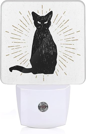 Black Cat Night Light, Cute Cat Night Light Plug into Wall with Dusk to Dawn Sensor, LED Lamp Energy Saving Lights for Men Women Boys Girls,Lamp for Bedroom Bathroom Hallway