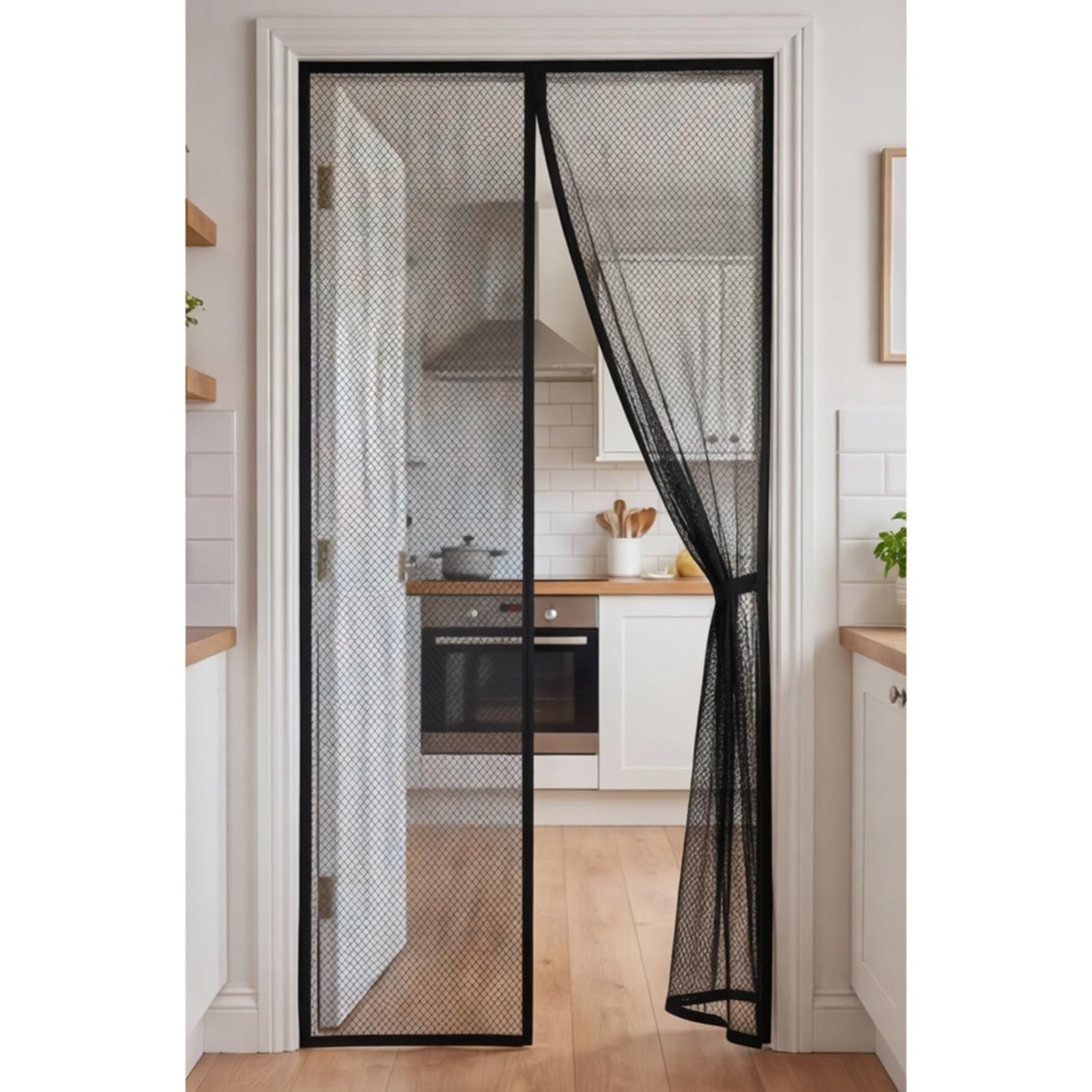 Moustiquaire porte magnétique 95x195 cm rideau anti mouche noir