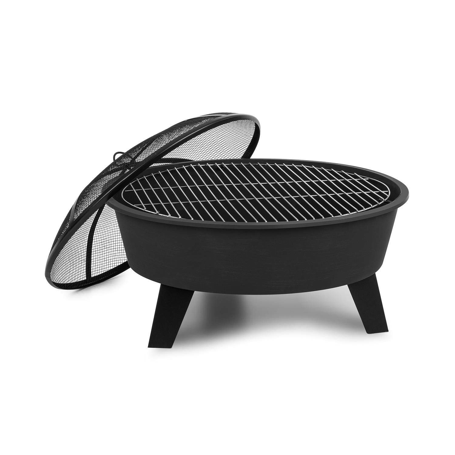 Blumfeldt Pentos - Brasero Exterior 2 en 1 y Barbacoa Jardin 73cm ø, Hoguera Exterior Protectora de chispas, Parrilla de 60cm extraíble, FireView, Hierro Fundido, Argollas, Atizador y Parrilla, Negro — view 12