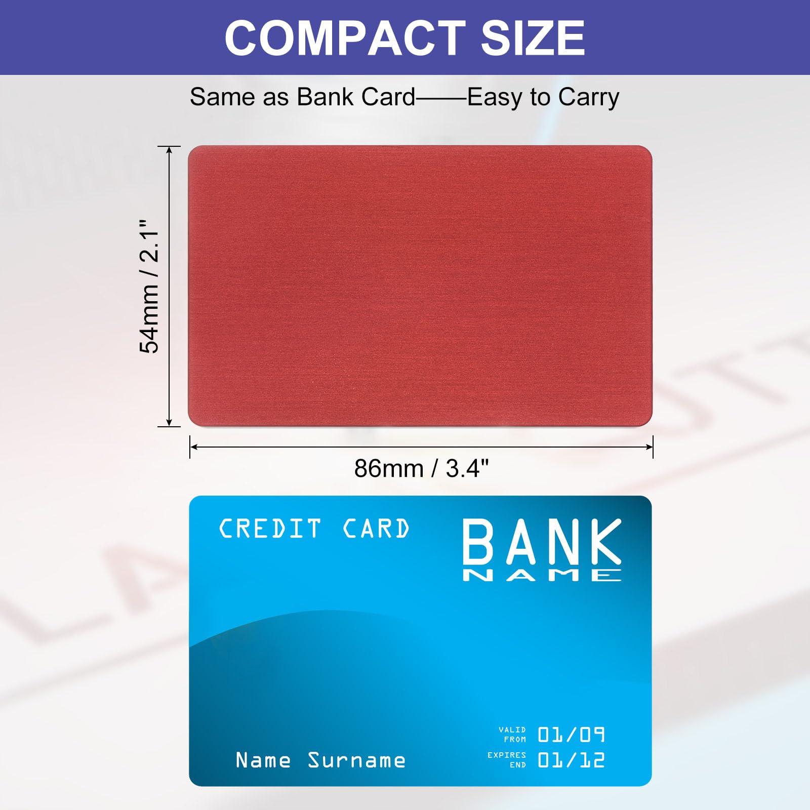 PATIKIL 30 Pack Metal Business Cards Anodized 0.8mm Thick Anodized Aluminum Blanks Name Card 3.4x2.1Inch Laser Engrave Printable Name Card for Custom DIY Red - Image 2