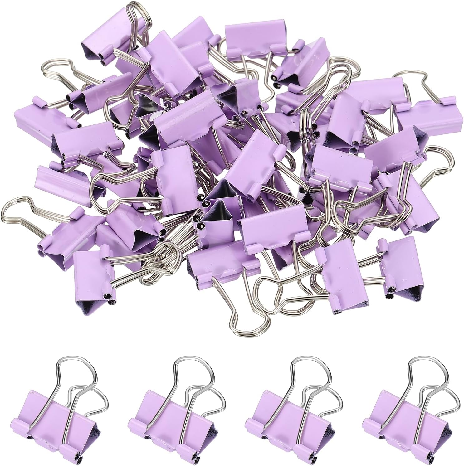 PATIKIL 0.75" Small Binder Clips 50Pcs Sturdy Paper Clamps Pastel Purple