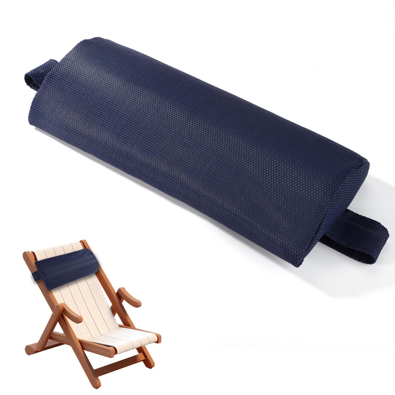 Lyreh Cuscino per Testa Chaise Longue Esterno, Impermeabile e Traspirante Cuscino Testa Chaise Longue con Cinghia Regolabile per Reclinabili Sedie Spiaggia Sedie a Gravità Zero