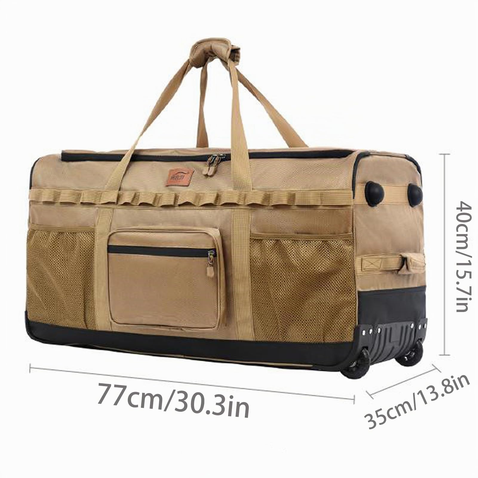 130L Borsa Da Viaggio Extra Large Con Ruote Borsone Sportiva Grande Esterni Campeggio Morbida Pieghevole Impermeabili Borsa Per Il Riporre Con Rulli Conservazione (Kaki)
