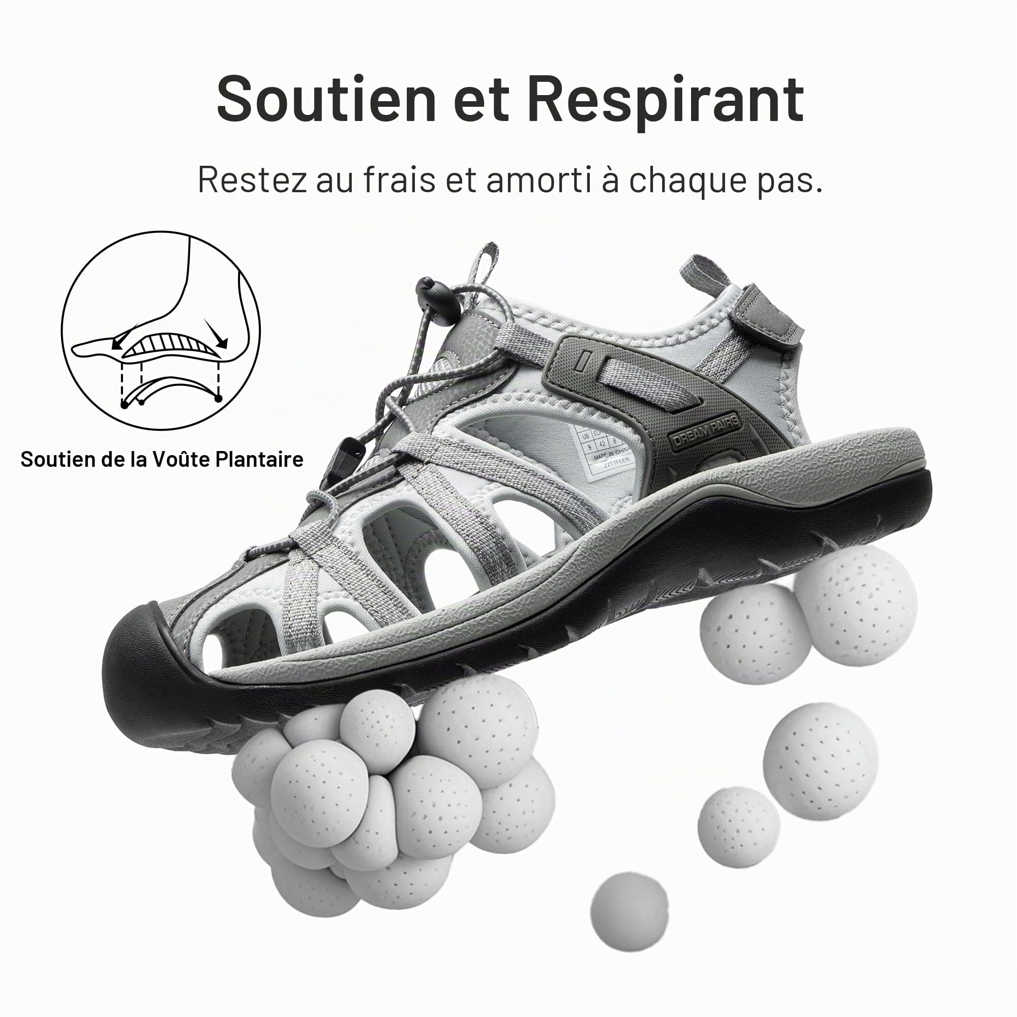 DREAM PAIRS Sandales Sportives d'été pour Hommes Antidérapantes et Respirantes Sandale Extérieure Confortable DMUMST2505