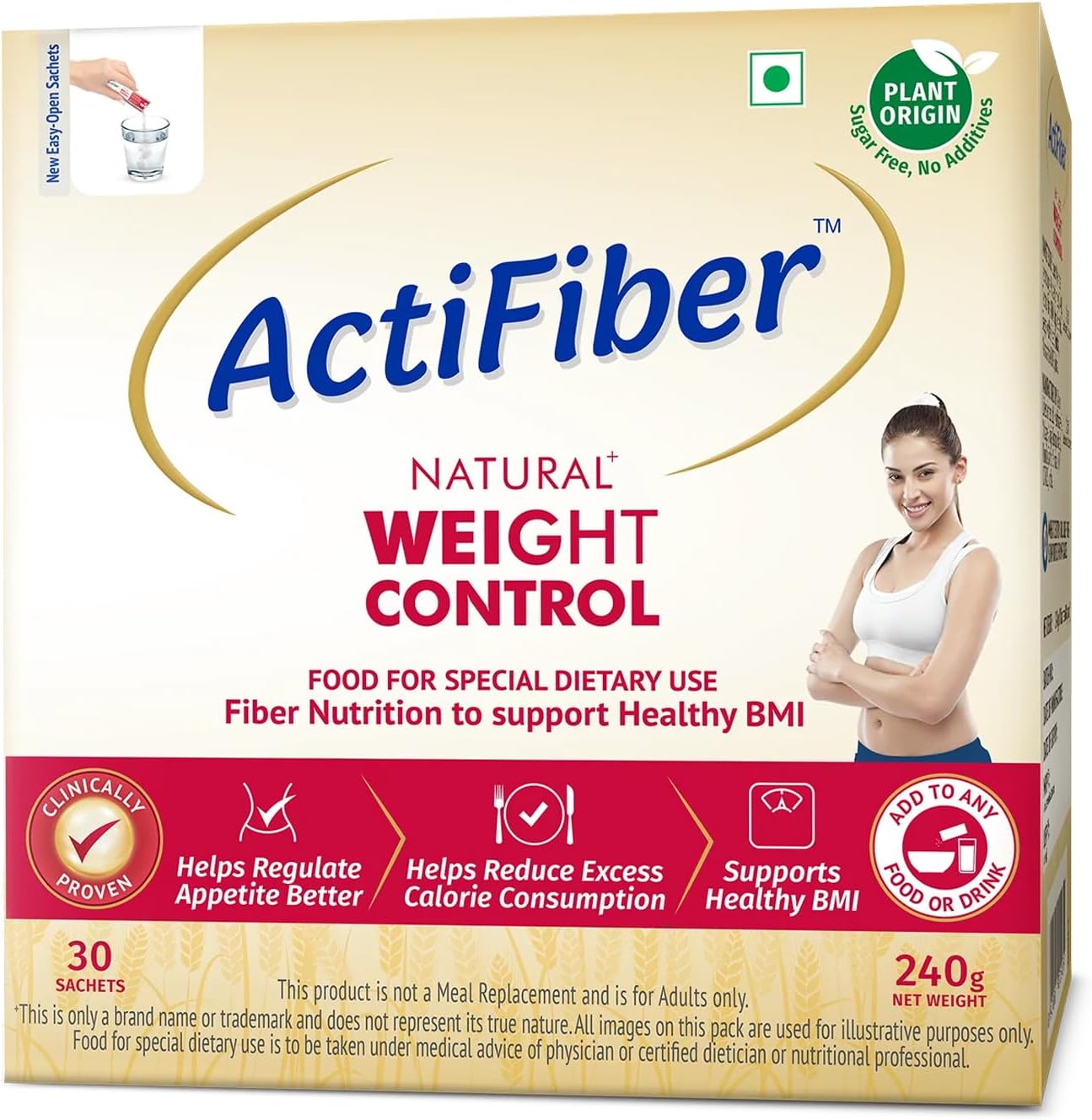 Natural Weight Control | Get Fit | Regulate Appetite Better | Reduce Excess Calories | Clinically Proven | Easy to Use | Plant Origin | Certified Safe | Women & Men (240Gms Pack, 30Sachets)