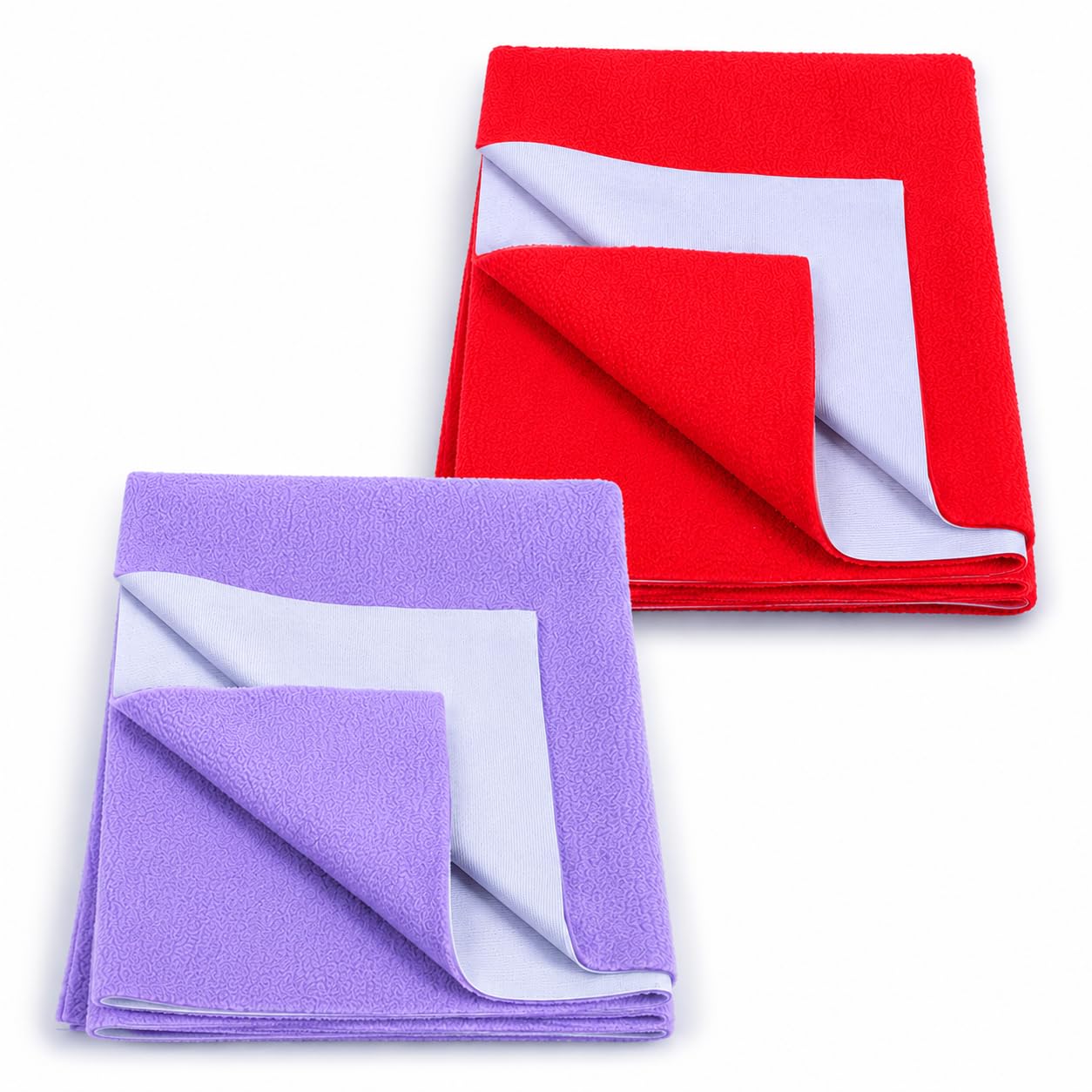 Baby Dry Sheet | Reusable Waterproof Bed Protector Mat for Babies | Soft Cotton & Microfiber Quick Dry Mattress Protector for Crib, Cot & Bed | (Red & Lilac, Large)-image-13