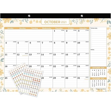 calendar desk 2022 2021 monthly x12 academic jun jan plastic months calendars planner stickers pad thick