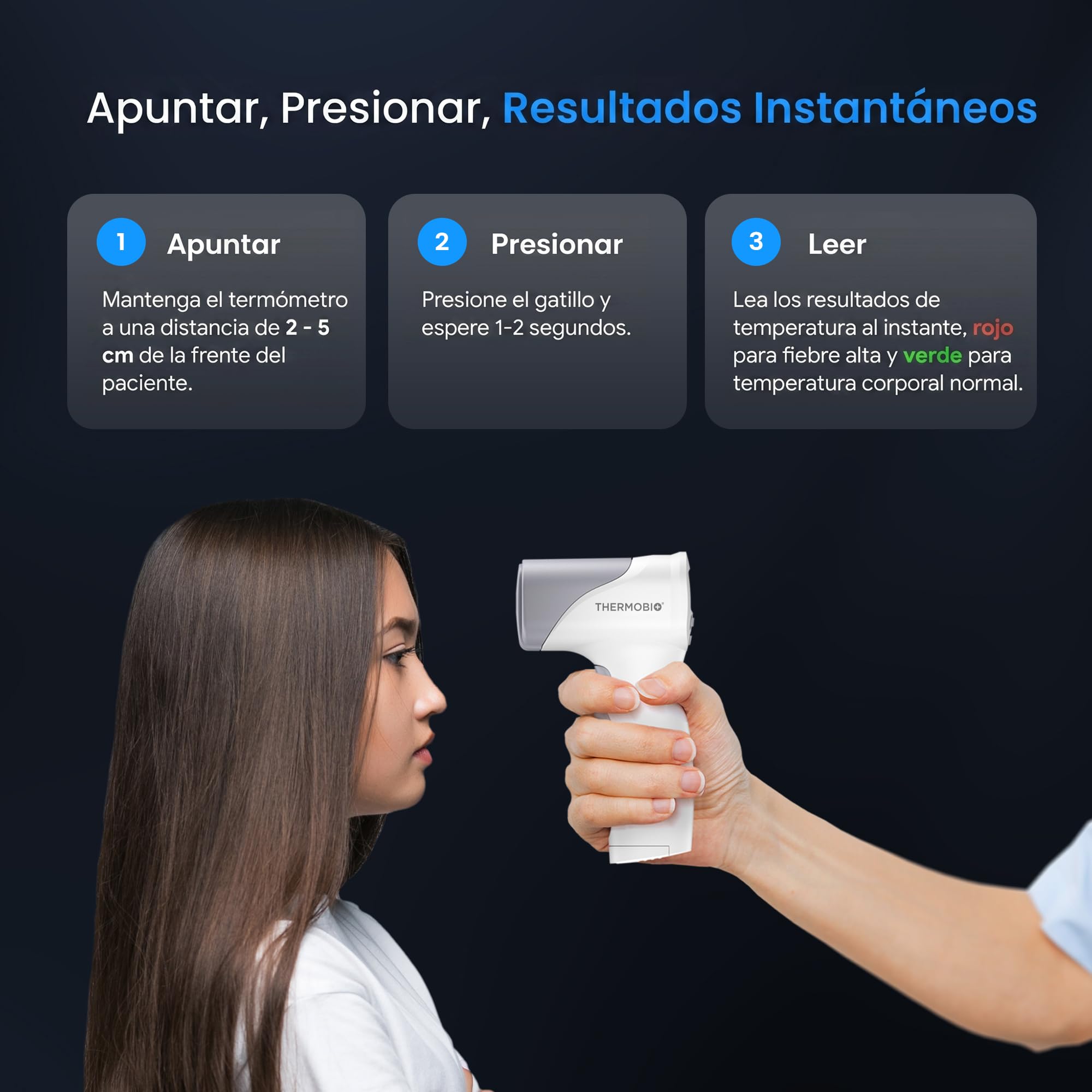 THERMOBIO Termómetro Infrarrojo Frontal Sin Contacto De Grado Médico, Termómetro Digital Tipo Pistola Para Adultos Y Bebés, Resultados Instantáneos En 1 Segundo