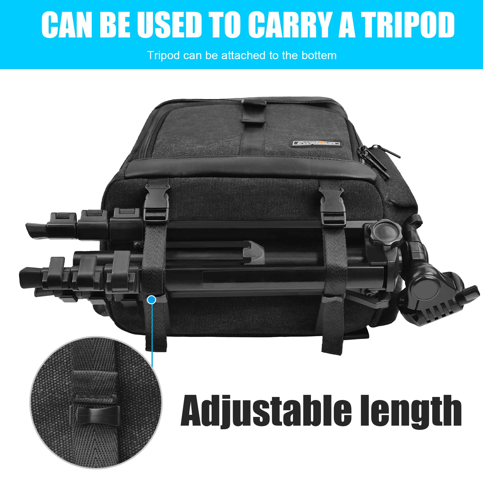 Cwatcun Cámara Mochila Bolsa de la cámara de lona Foto impermeable Mochila Profesional para SLR DSLR cámara sin espejo Canon Nikon Sony, Negro | Mochila para cámara DSLR/SLR y portátil, fácil de limpiar, compatible con Sony Nikon Canon EOS R50. Negro. M8