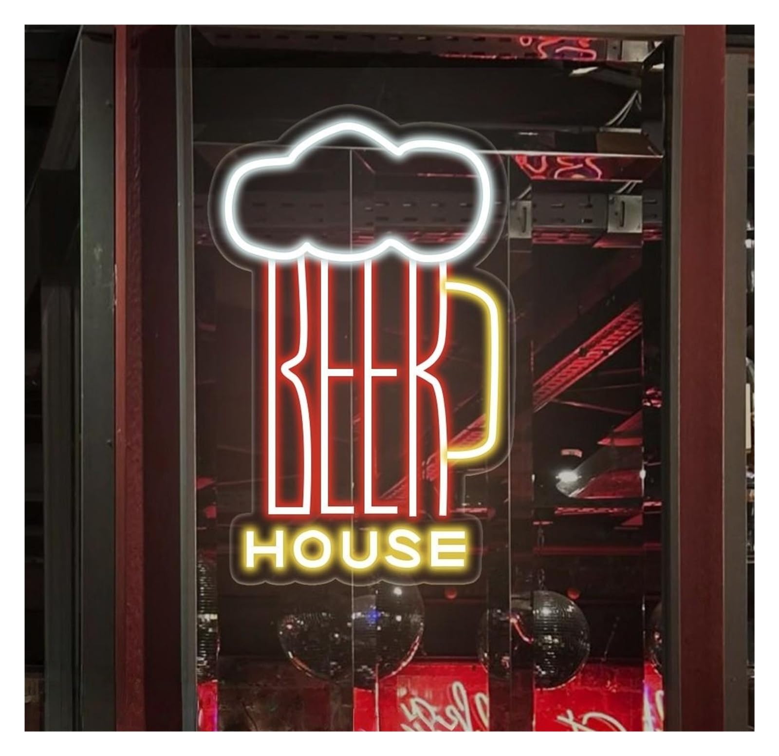 RONGCH Hanging Art Neon Signs Beer House Neon Sign, Bar Wall Decor for Game Room, Pub, Man Cave, Personalized Mug Light 25.5x40.5cm(B)
