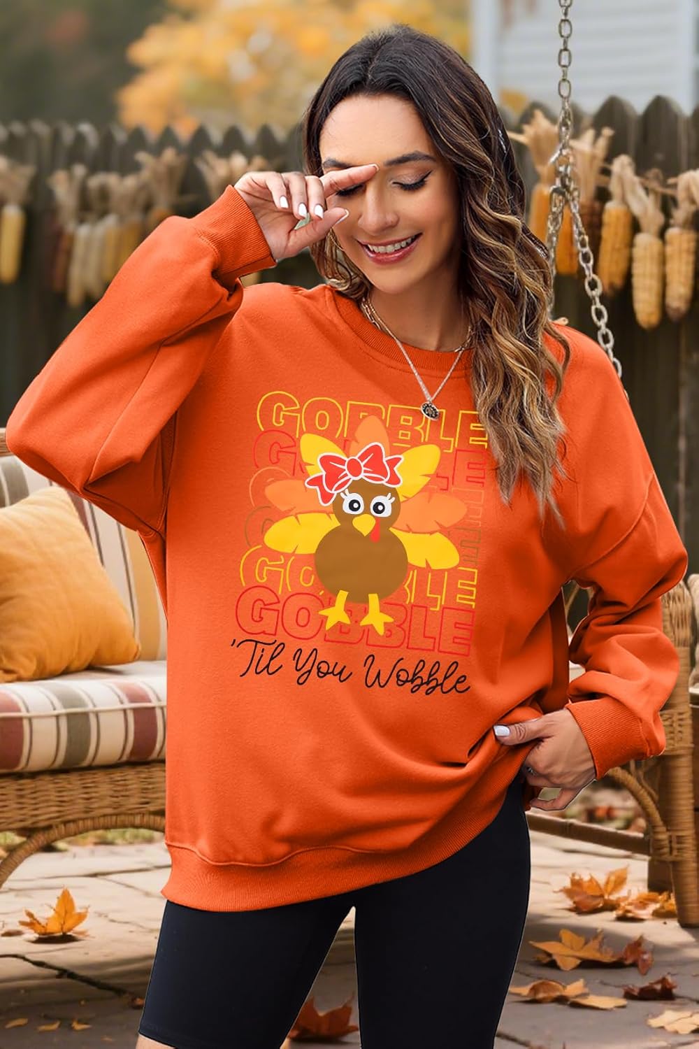 FRYAID Thanksgiving Sweatshirt Women Gobble Gobble Shirt Thanksgiving Turkey Sweaters Pumpkin Season Long Sleeve Tops - Image 3